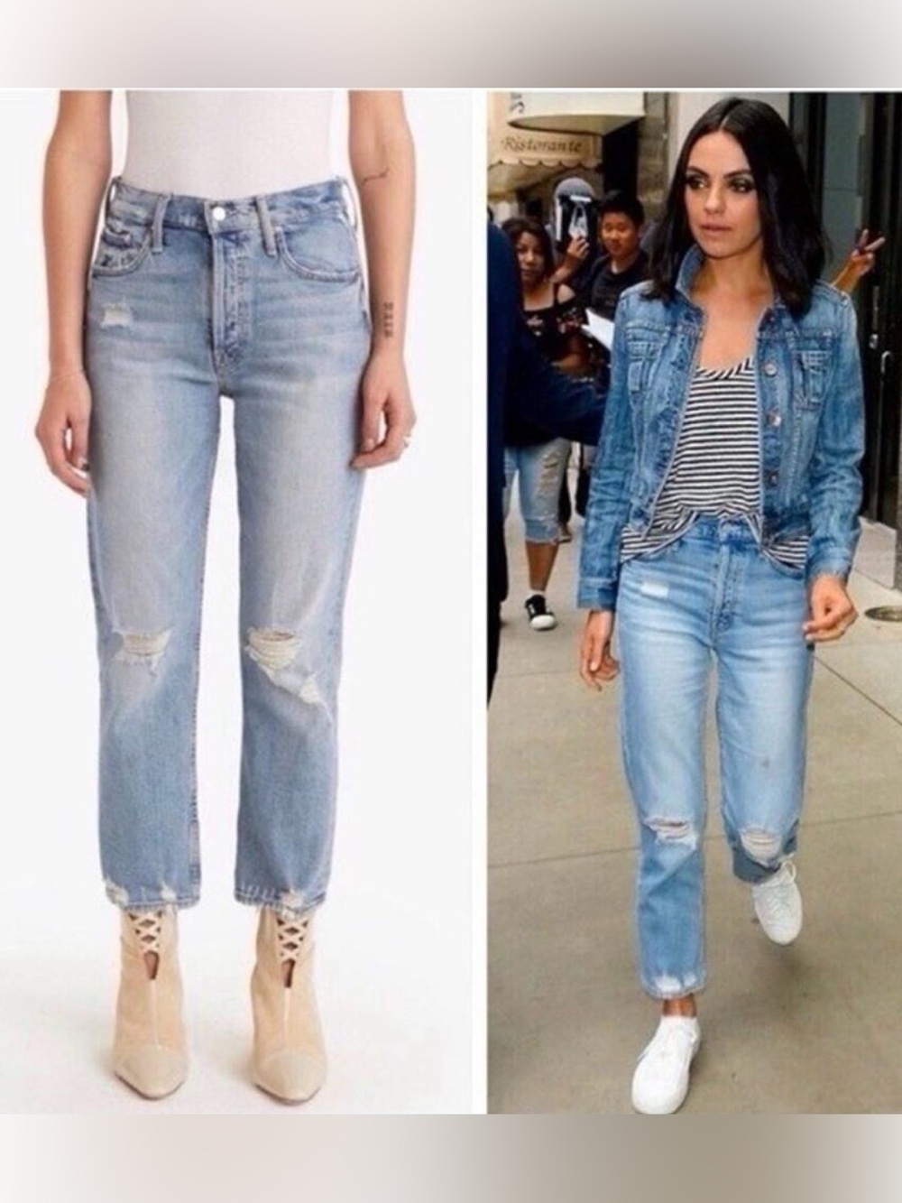 MOTHER The Tomcat Confession Distressed Straight Leg Jeans Size 27 Minimalist